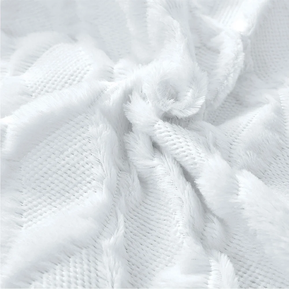 White Ivory Farmhouse Pillow Cover Furry Faux Luxury Soft Warm Pillow Case Set